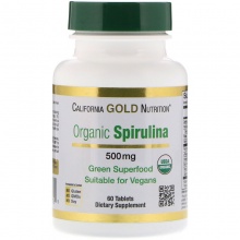 Витамины California Gold Nutrition Spirulina 500 мг 60 таблеток